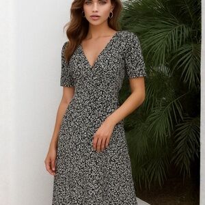 Floral Wrap Dress Axara Paris Medium Maxi Silky EUC Spring Summer Bridal Shower